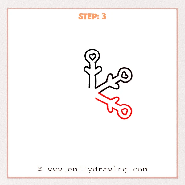 how to draw a cartoon snowflake - A cute cartoon snowflake with three arms, including a new lower diagonal arm ending in a circle with a small inner ring detail.